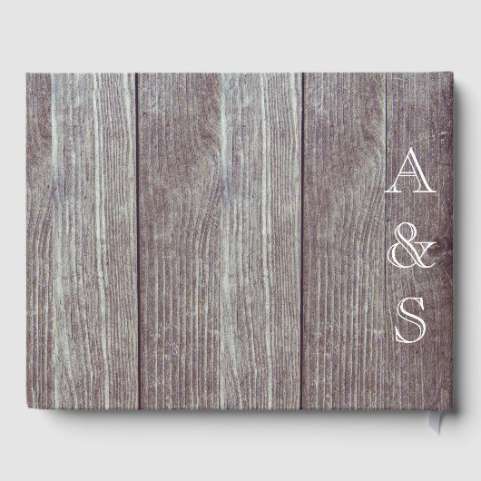 Countryまたは素朴Dark Wood Photo結婚'またはパーティー ゲストブック (裏面)