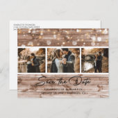 Country 素朴 Barn Wood Photo Save The Date 案内ポストカード (正面/裏面)