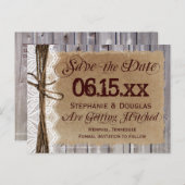 Country 素朴 Barn Wood Save the Date Postcards 案内ポストカード (正面/裏面)