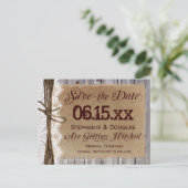 Country 素朴 Barn Wood Save the Date Postcards 案内ポストカード (スタンド正面)