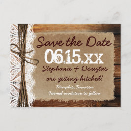 Country 素朴 Barn Wood Save the Date Postcards 案内ポストカード