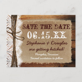 Country 素朴 Barn Wood Save the Date Postcards 案内ポストカード