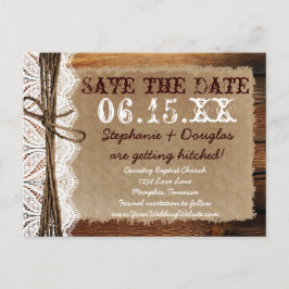 Country 素朴 Barn Wood Save the Date Postcards 案内ポストカード