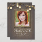 Country 素朴 Mason Jar Lights写真卒業 招待状 (正面/裏面)