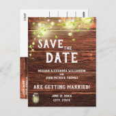 Country 素朴 Mason String Lights日付を保存 ポストカード (正面/裏面)