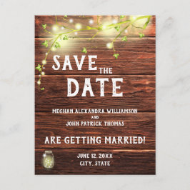 Country 素朴 Mason String Lights日付を保存 ポストカード