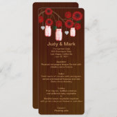 Country 素朴 Red Mason Jarsのメ結婚ニュー・カード メニュー (正面/裏面)