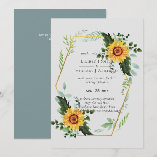 Country 素朴 Sunflowers Greeneryの結婚予算 (正面/裏面)