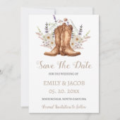 Country 素朴 Western Boots Save The Dates 招待状 (正面)