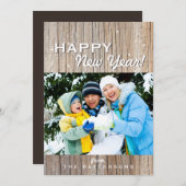 Country 素朴 Wood Happy New Yearフォトカード シーズンカード (正面/裏面)