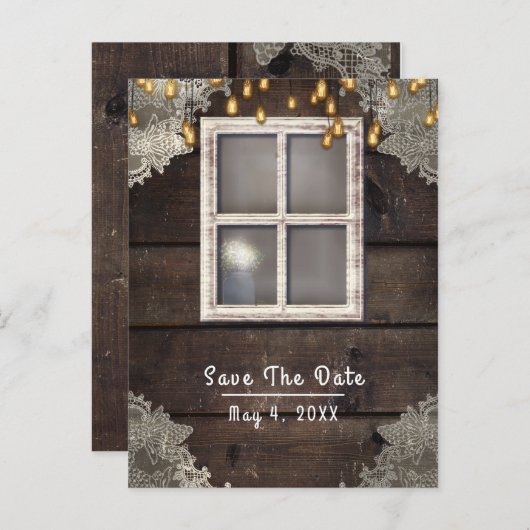 Country Barn素朴 Window Lights日付を保存 案内ポストカード (正面/裏面)