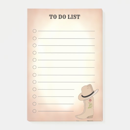 Country Beige Boots & Hat To Do List Post-It Notes ポストイット (正面)
