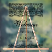 Country Black Lace Wedding Welcome アクリルサイン (ニュートラル)