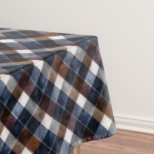 Country Blue Red White Grey Squares Christmas テーブルクロス (インサイチュ)