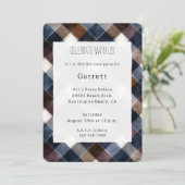 Country Blue Red White Squares Birthday 招待状 (スタンド正面)