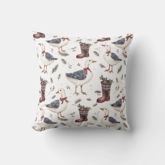 Country Boots Goose Christmas クッション (正面)
