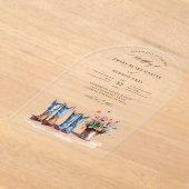 Country Boots Wildflowers Arch Clear Wedding アクリル招待状 (レイダウン)