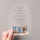 Country Boots Wildflowers Arch Clear Wedding アクリル招待状 (インサイチュ (ポータブル))