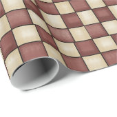 Country BurgundyとTan Checked ラッピングペーパー (ロールコーナー)