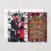 Country Burgundy Redフローラ日付写真を保存 案内ポストカード (正面/裏面)