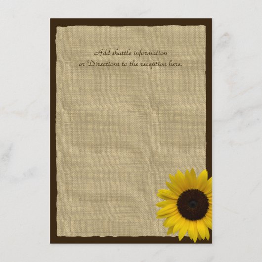 Country BurlapとSunflower結婚の情報 エンクロージャーカード (裏面)
