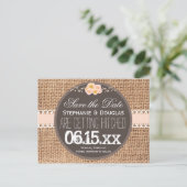 Country Burlap Lace素朴 Save the Date Postcard 案内ポストカード (スタンド正面)