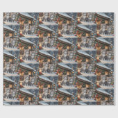 Country Cabin, Cute Kittens and Christmas Tree  ラッピングペーパー (フラット)