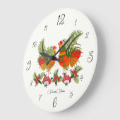 Country Charm – Folk Rooster & Hen Wall Clock ラージ壁時計 (傾斜)