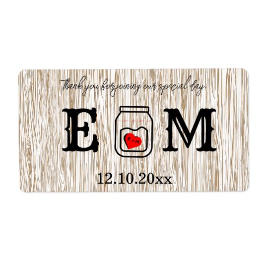 Country chic mason jar wedding ラベル (正面)