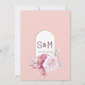 Country chic mint pastel pink gold floral wedding  招待状 (裏面)