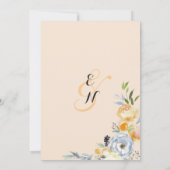 Country chic orange blue ivory floral wedding 招待状 (裏面)