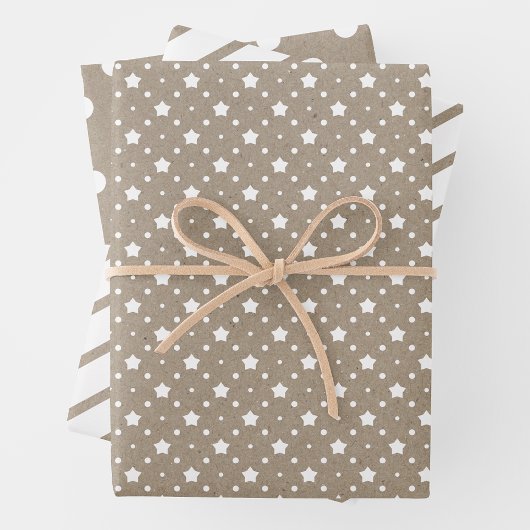 Country Chic White On Faux Brown Kraft Paper ラッピングペーパーシート