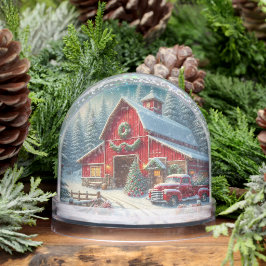 Country Christmas Barn & Vintage Red Truck