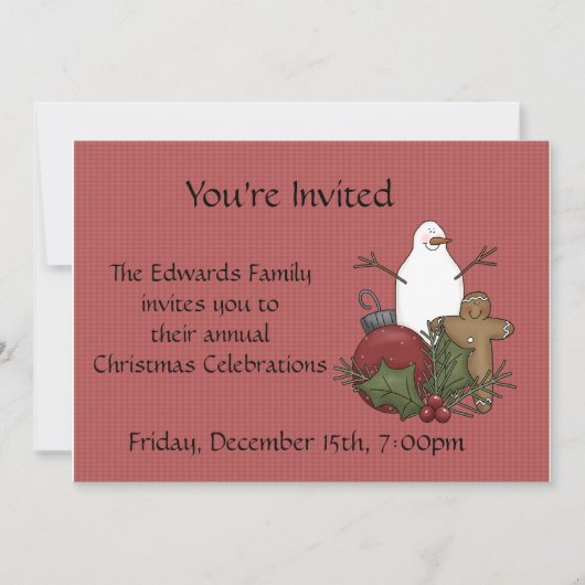 Country Christmas Celebration Invites 招待状 (正面)