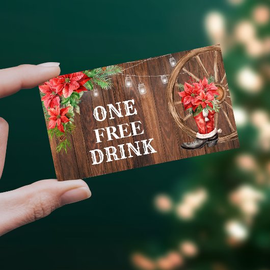 Country Christmas Free Drink Party Card Ticket 割引カード