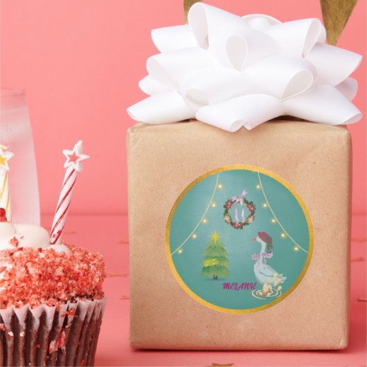 Country Christmas Goose  ラウンドシール (パーティー)