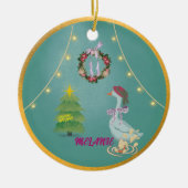 Country Christmas Goose Ceramic Ornament セラミックオーナメント (正面)