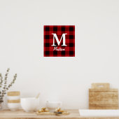 Country Christmas Red buffalo plaid lumberjack ポスター (キッチン)