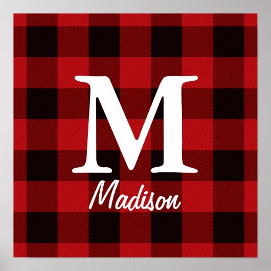 Country Christmas Red buffalo plaid lumberjack ポスター (正面)