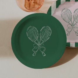 Country Club Courtside Racquet Tennis Birthday ペーパープレート