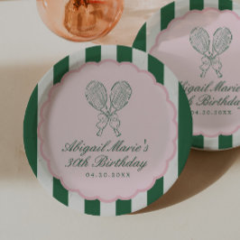 Country Club Courtside Racquet Tennis Birthday ペーパープレート