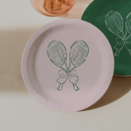 Country Club Courtside Racquet Tennis Birthday ペーパープレート