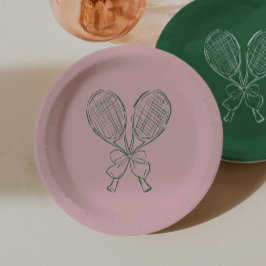 Country Club Courtside Racquet Tennis Birthday ペーパープレート