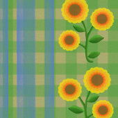 Country Cottage Blue Green Yellow Sunflowers ラッピングペーパー