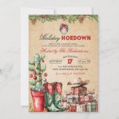 Country Cowboy Christmas Holiday Hoedown Party 招待状 (正面)