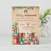 Country Cowboy Christmas Holiday Hoedown Party 招待状 (スタンド正面)