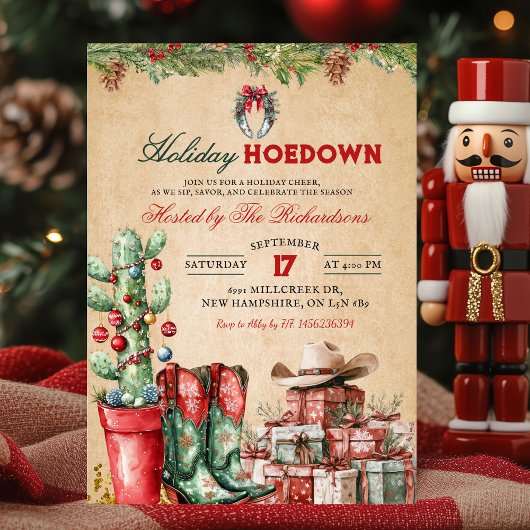 Country Cowboy Christmas Holiday Hoedown Party 招待状