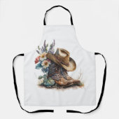 Country Cowgirl Boots Flower Hat Texas エプロン (正面)