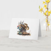 Country Cowgirl Boots Flower Hat Texas カード (黄色い花)