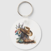 Country Cowgirl Boots Flower Hat Texas キーホルダー (裏面)